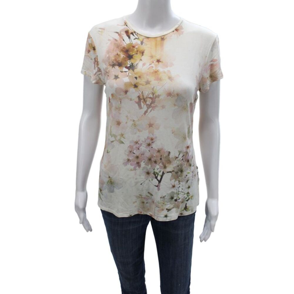 Ted Baker London Womens Multicolor Floral Jersey Tee Short Sleeve Size 2